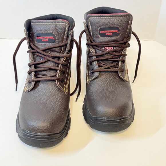 Skecher's Men's Steel Toe EH Work Boots Brown Leather Size 8 Safety - Picture 2 of 16